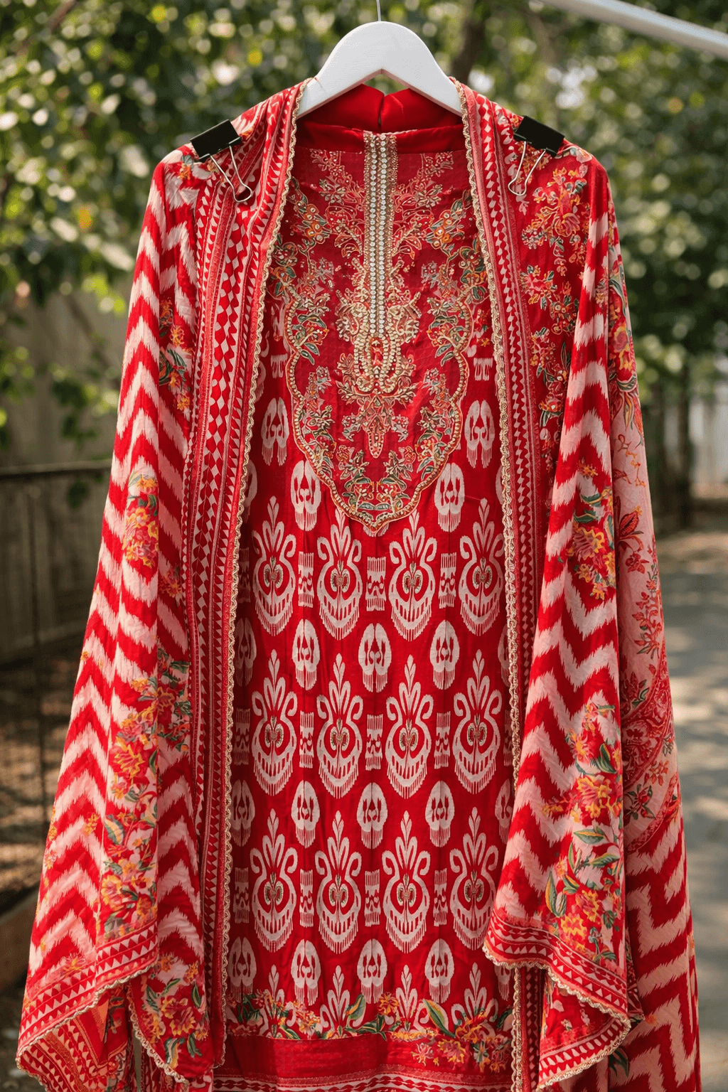 Ikkat print on Pure Crape Fabric